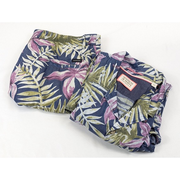 Scotch & Soda Other - Scotch Soda Shirt Short Match Set Mens LG Top 34 Shorts Floral Vacation Beach